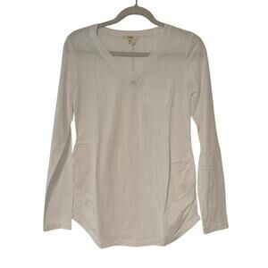NWT Splendid V-Neck Long Sleeve Maternity T-Shirt In White Size XS
